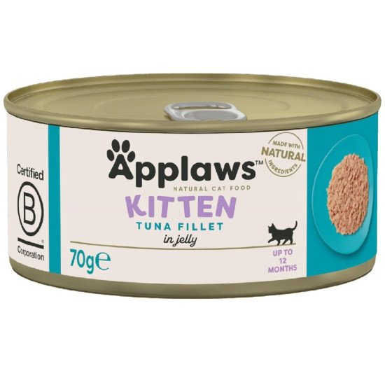 APPLAWS Natural Kitten – hrană umedă complementară pentru pui de pisică, file de ton în aspic, 70 g